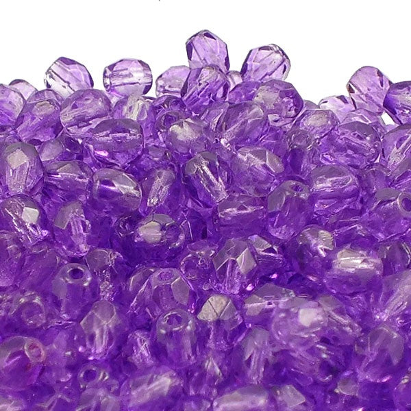 4mm Czech Faceted Round Glass Bead, coated sugar plum