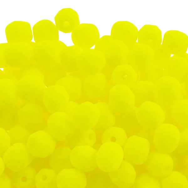 4mm Czech Faceted Round Glass Bead, neon yellow