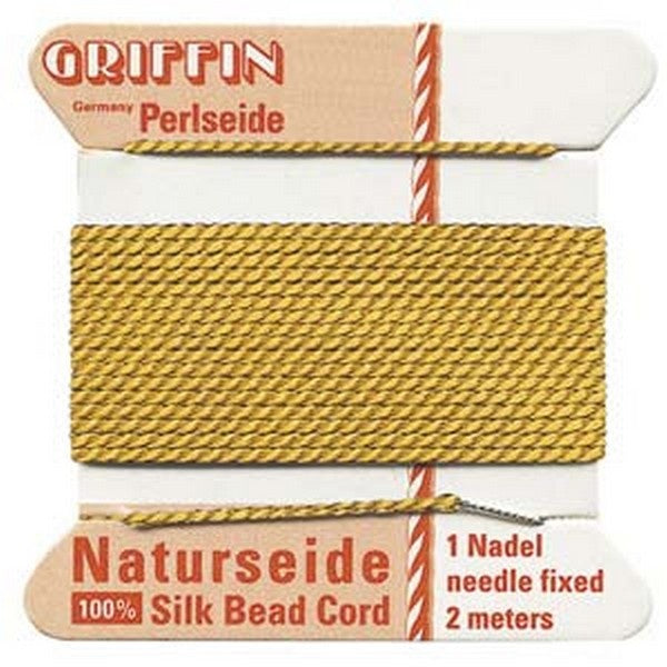 Griffin Silk Bead Cord, No 4 (0.6mm), amber