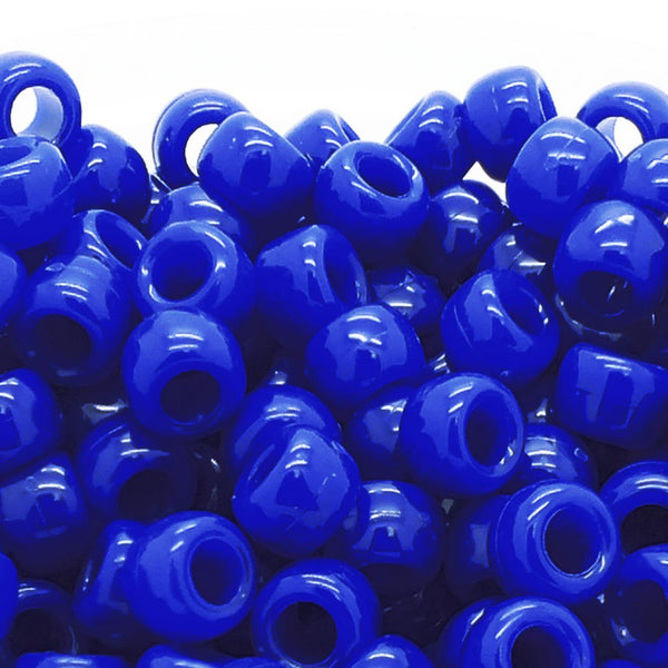 Pony Beads Plastic Barrel 6x8mm, opaque royal blue