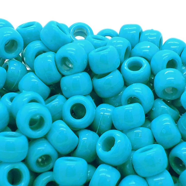 Pony Beads Plastic Barrel 6x8mm, opaque turquoise