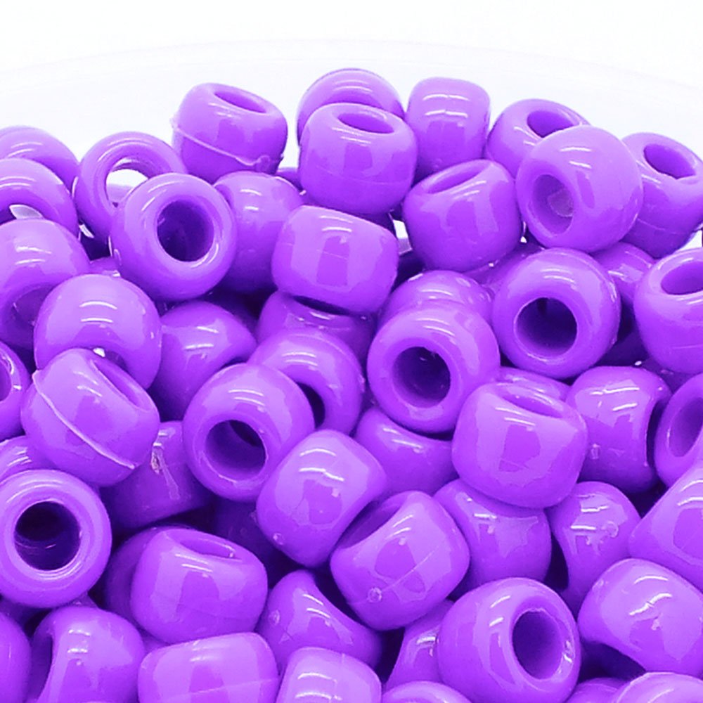 Pony Beads Plastic Barrel 6x8mm, opaque purple
