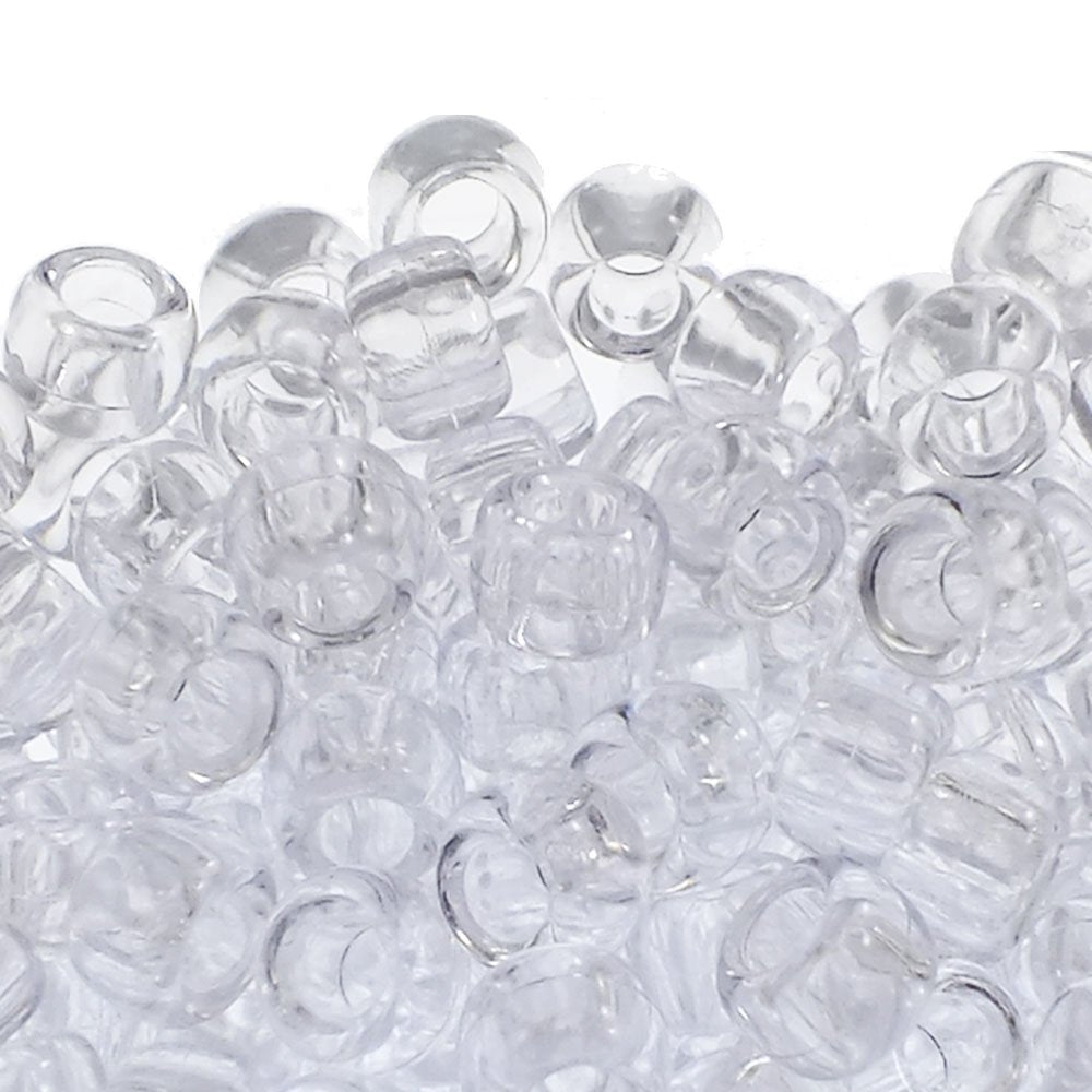 Pony Beads Plastic Barrel 6x8mm, transparent clear