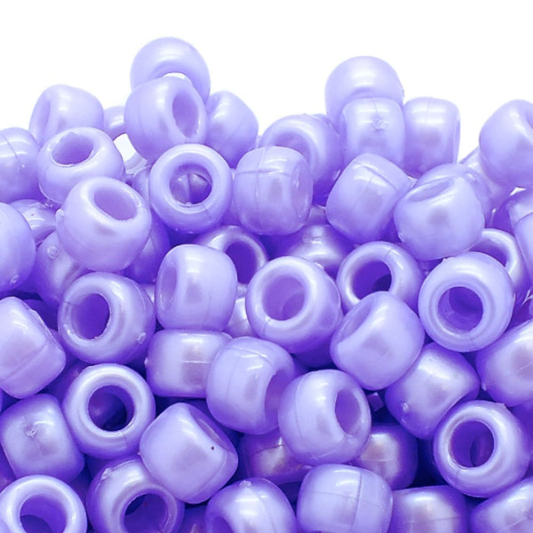 Pony Beads Plastic Barrel 6x8mm, pearl lilac