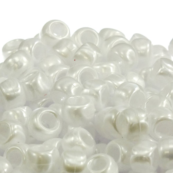 Pony Beads Plastic Barrel 6x8mm, pearl white