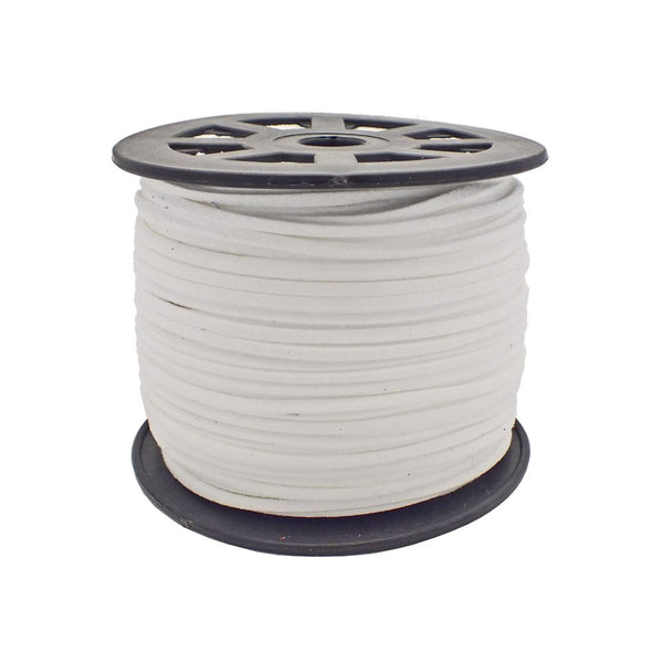 3mm Flat Faux Suede Cord, white