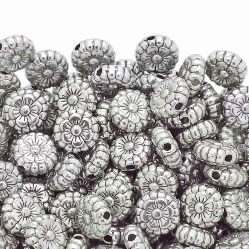Tibetan Style Beads Flower Patterned Disc 7x3mm, antique-silver-plated, additional photo