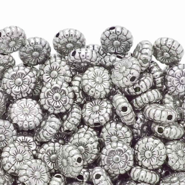 Tibetan Style Beads Flower Patterned Disc 7x3mm, antique-silver-plated, additional photo