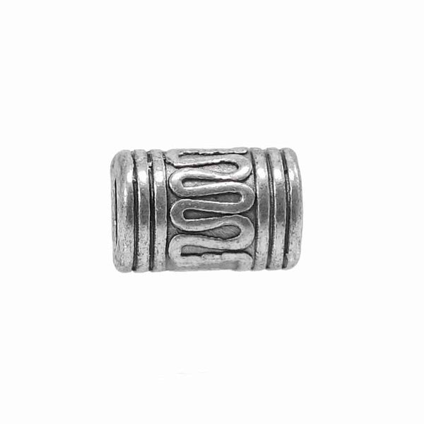 Tibetan Style Beads Wave Patterned Tube 10x7mm, antique-silver-plated