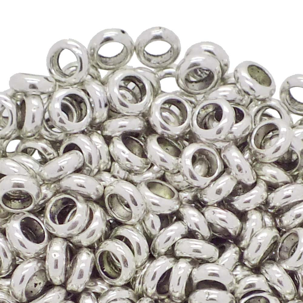 Rondelle Spacer Beads 6x3mm, antique-silver-plated