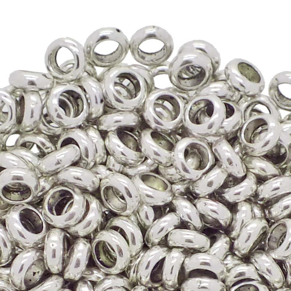 Rondelle Spacer Beads 6x3mm, antique-silver-plated