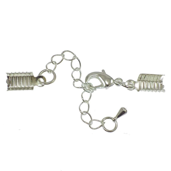 5x8mm Box Closers With Extension Chain, silver-plated