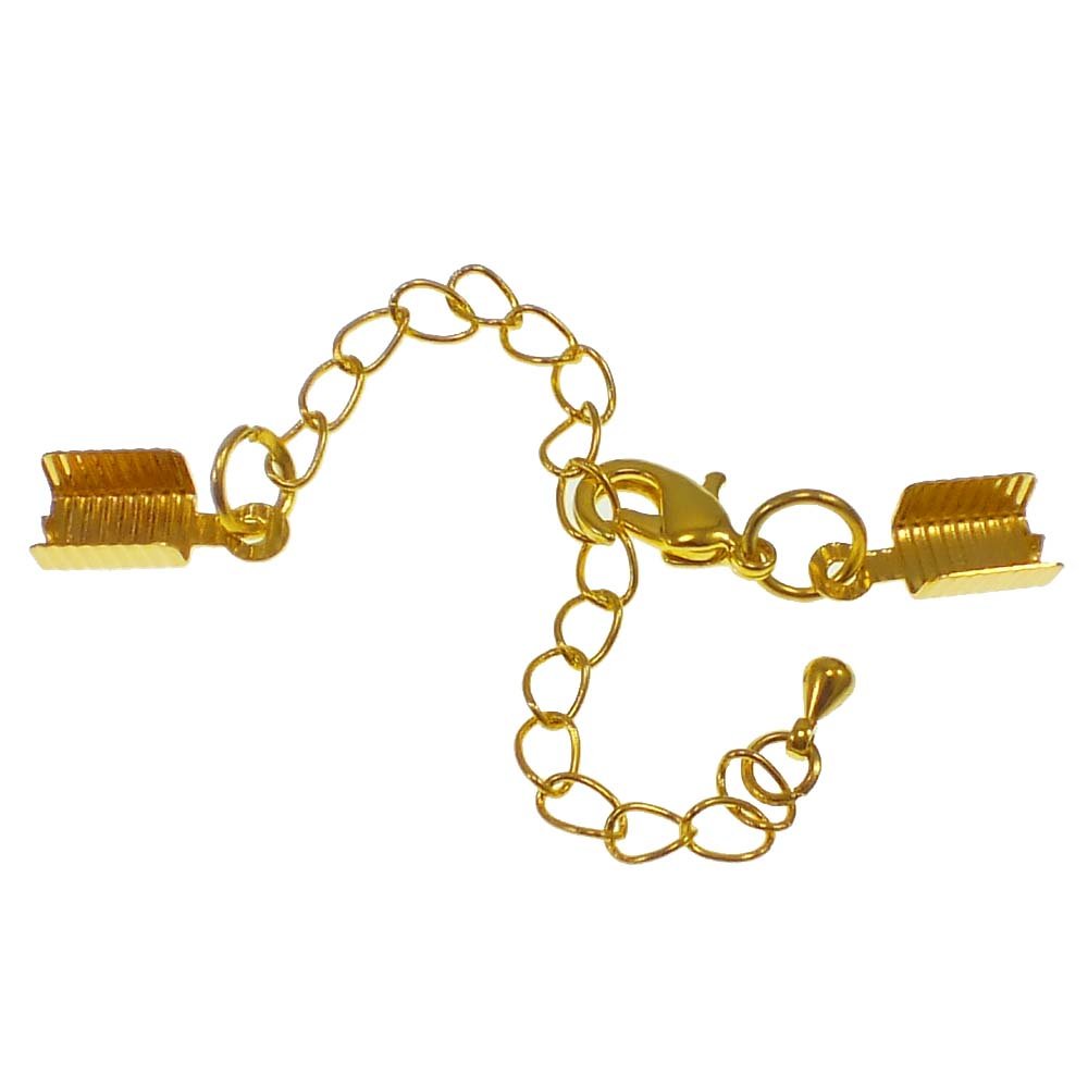 5x8mm Box Closers With Extension Chain, gold-plated