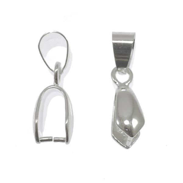 Pinch Bail Pendant & Loop 15x6mm, silver-plated