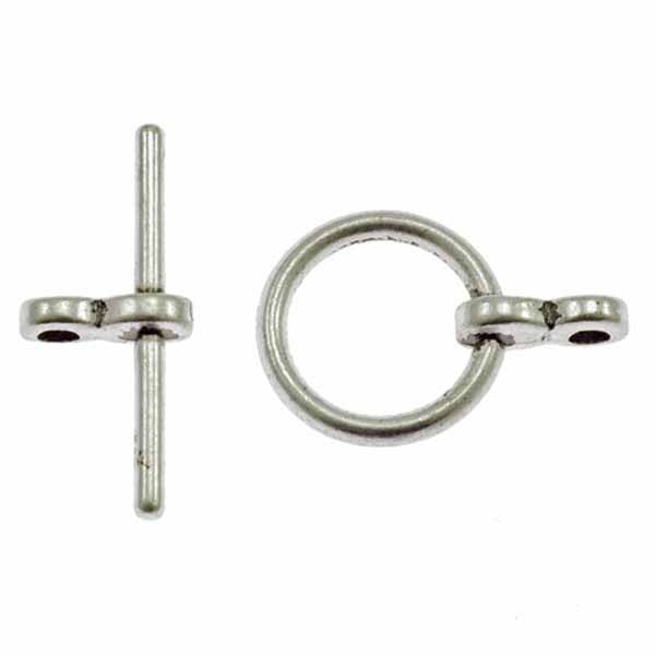 12mm Round Toggle Clasp, antique-silver-plated