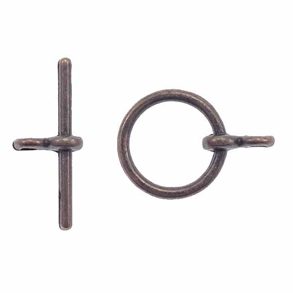 12mm Round Toggle Clasp - Antique Copper Plated - 10pk