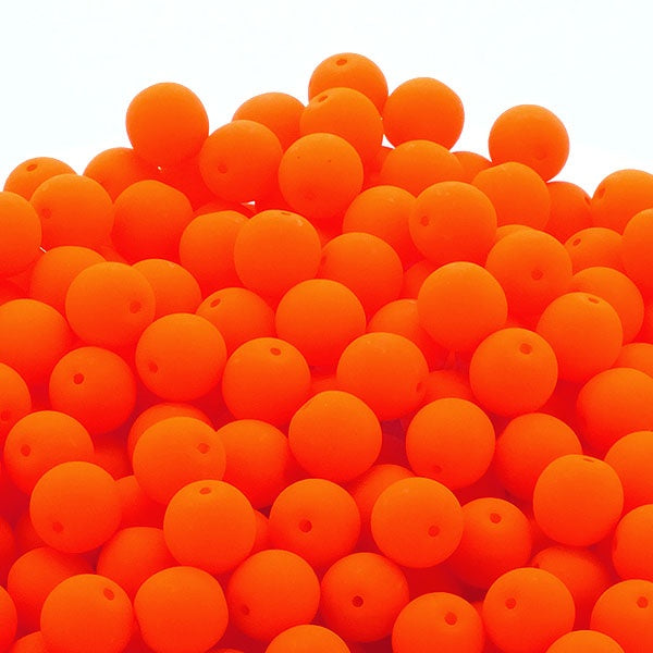 Neon Beads Round Czech Glass 8mm, orange