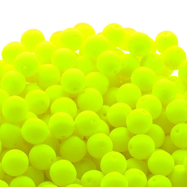 Neon Beads Round Czech Glass 8mm, yellow