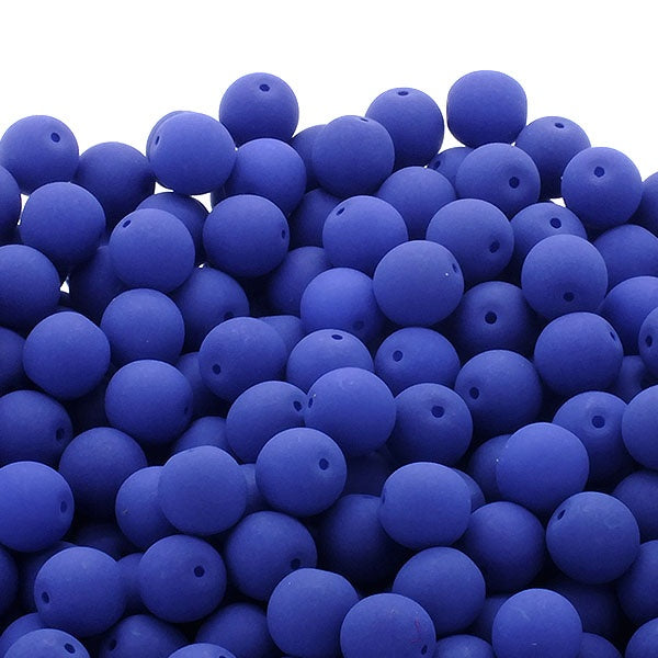 Neon Beads Round Czech Glass 8mm, dark blue