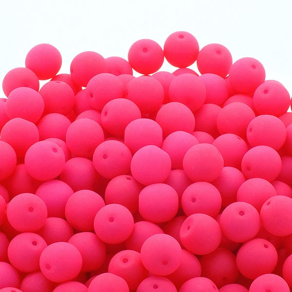 Neon Beads Round Czech Glass 4mm, pink