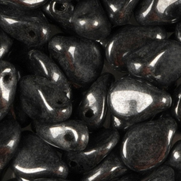 Preciosa Glass Pip Beads 5x7mm, gunmetal