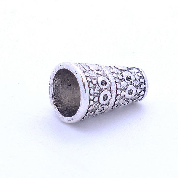 Tibetan Style Beads Patterned Cone 10x7mm, antique-silver-plated