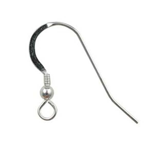 Sterling Silver 23mm Fish Hook Earwire / Ball & Spring
