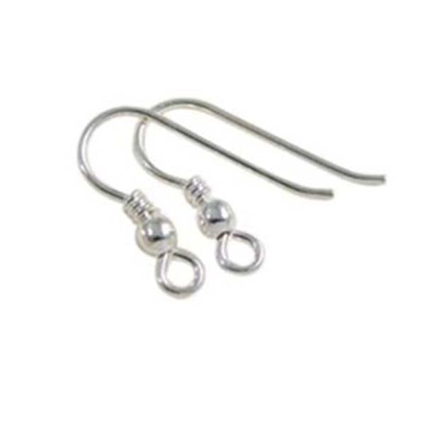 Sterling Silver 22mm Fish Hook Earwire / Ball & Spring (Heavy)