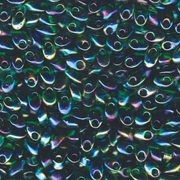 Miyuki 4x7mm Long Magatama Seed Beads, transparent green lustre