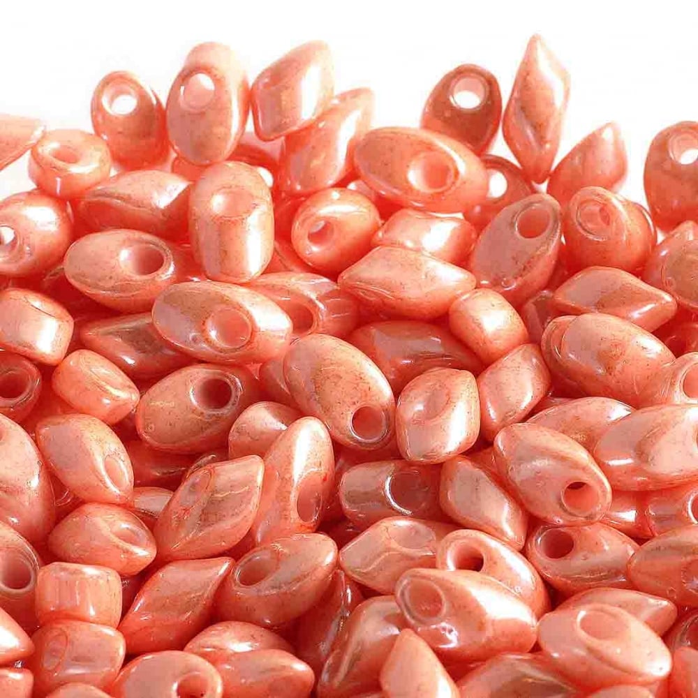 Miyuki 4x7mm Long Magatama Seed Beads, opaque salmon