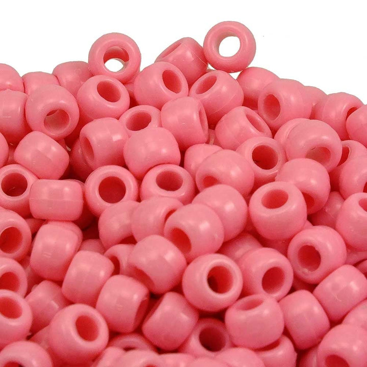 Pony Beads Plastic Barrel 6x8mm, opaque pale pink