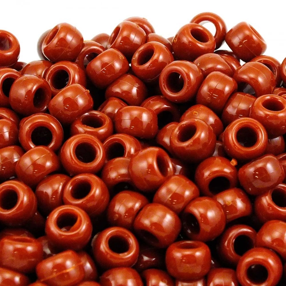 Pony Beads Plastic Barrel 6x8mm, opaque brown