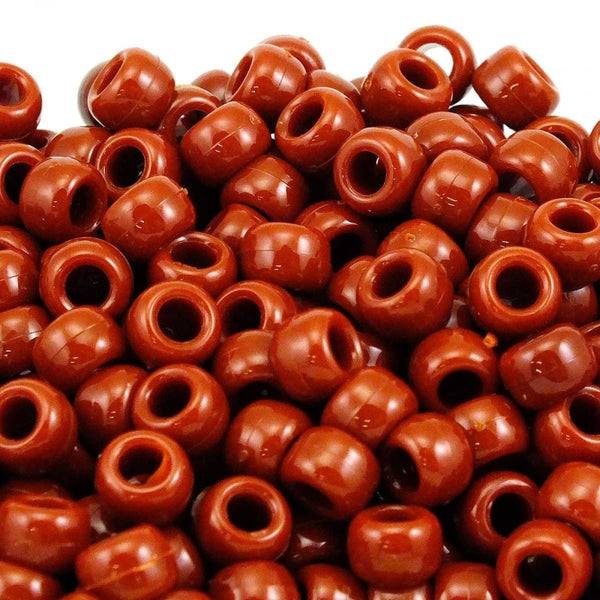 Pony Beads Plastic Barrel 6x8mm, opaque brown