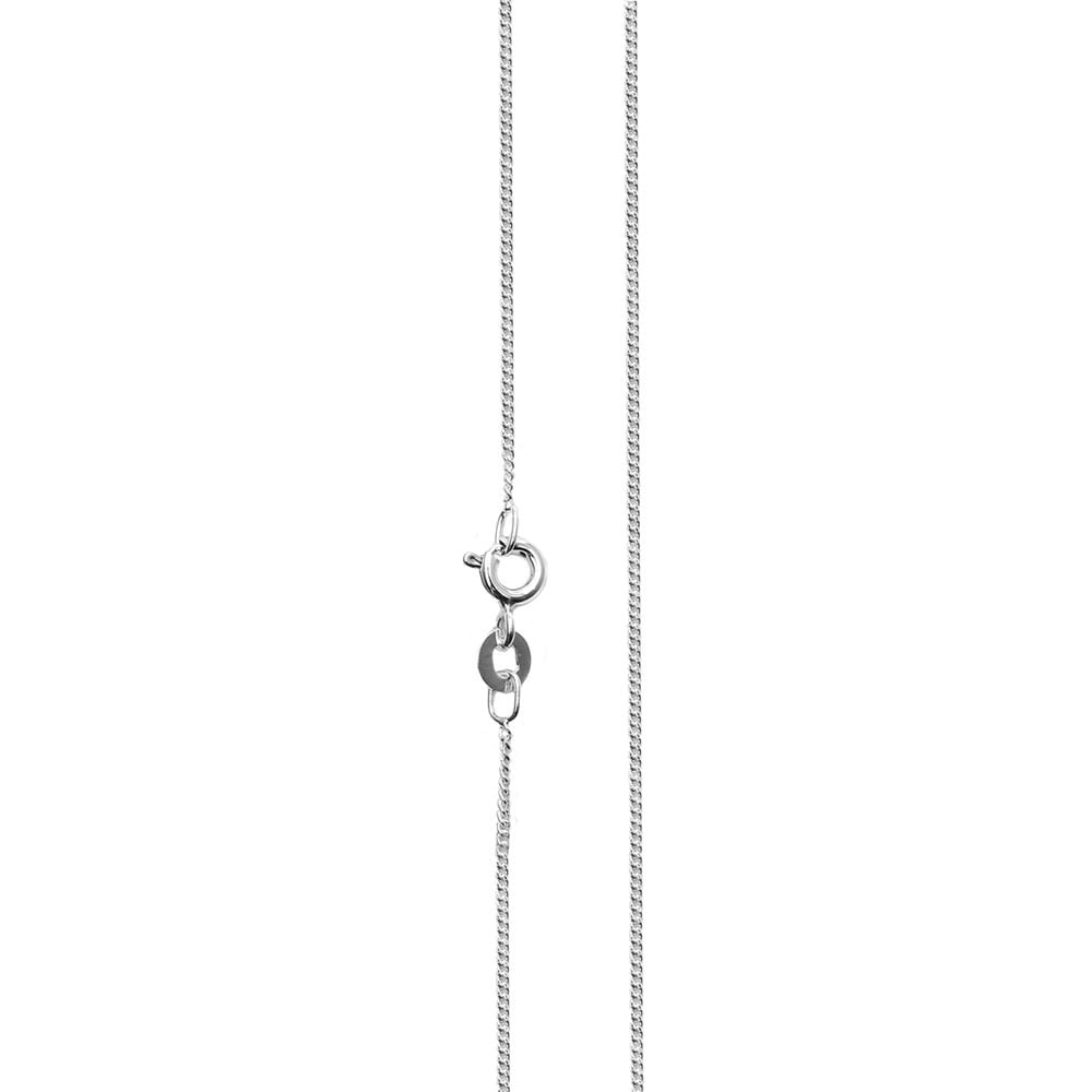 Fine sterling silver curb chain necklace, 16 inch, hung straight with a bolt ring clasp at the centre