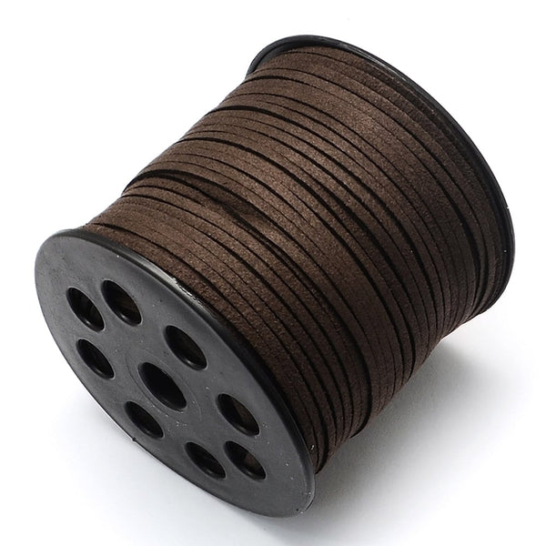 3mm Flat Faux Suede Cord, coffee