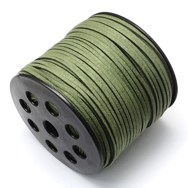 3mm Flat Faux Suede Cord, dark olive green