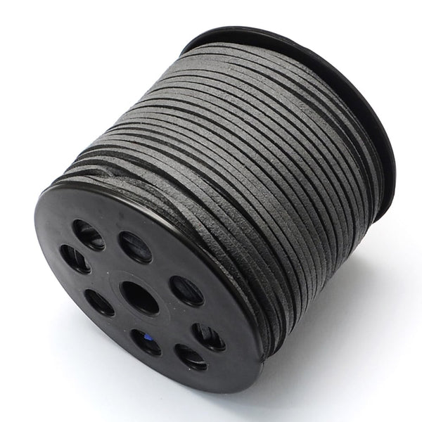 3mm Flat Faux Suede Cord, grey