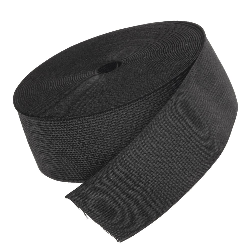 50mm (2 inch) Wide Flat Woven Elastic, black