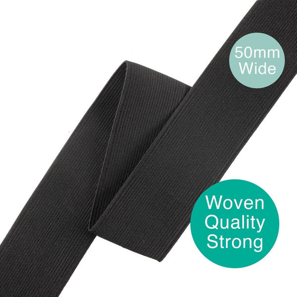 50mm (2 inch) Wide Flat Woven Elastic, black, additional photo
