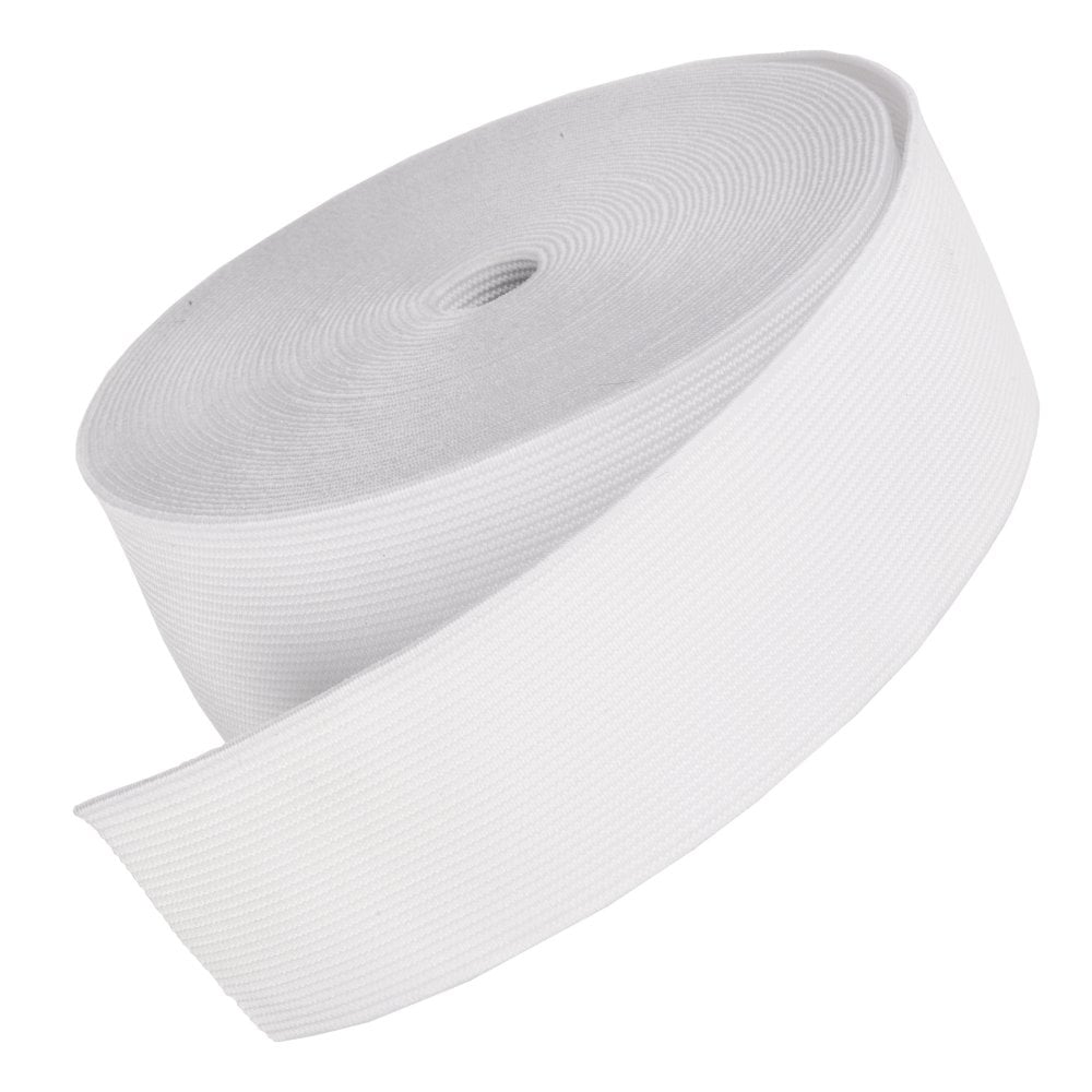 50mm (2 inch) Wide Flat Woven Elastic, white, additional photo