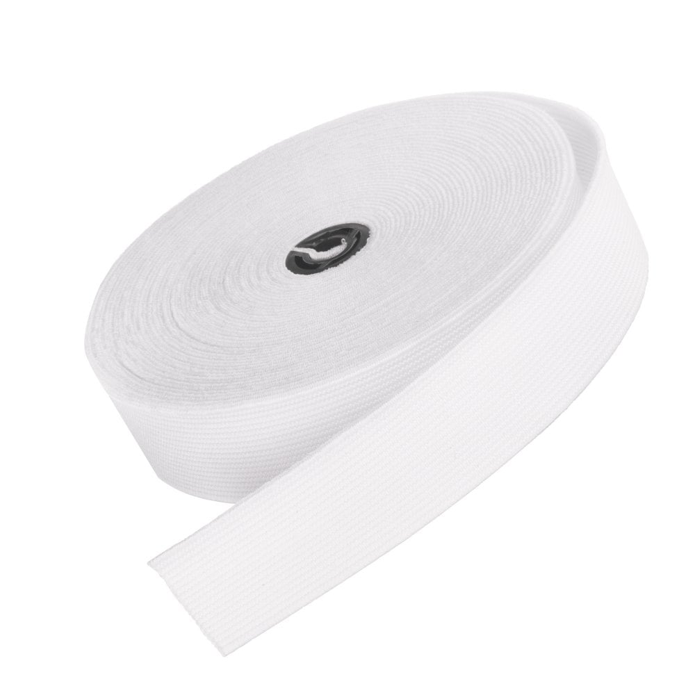 25mm (1 inch) Wide Flat Woven Elastic, white, additional photo