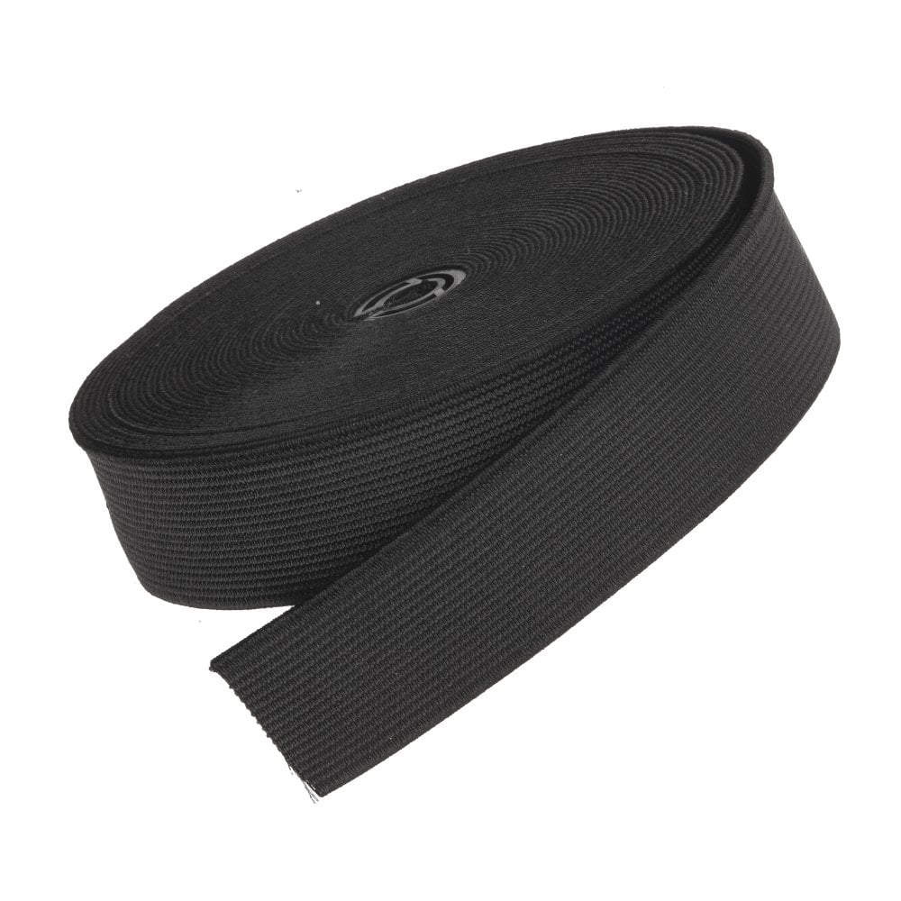 25mm (1 inch) Wide Flat Woven Elastic, black, additional photo