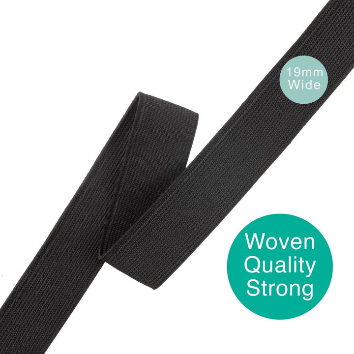 19mm (0.75 inch) Wide Flat Woven Elastic, black, additional photo