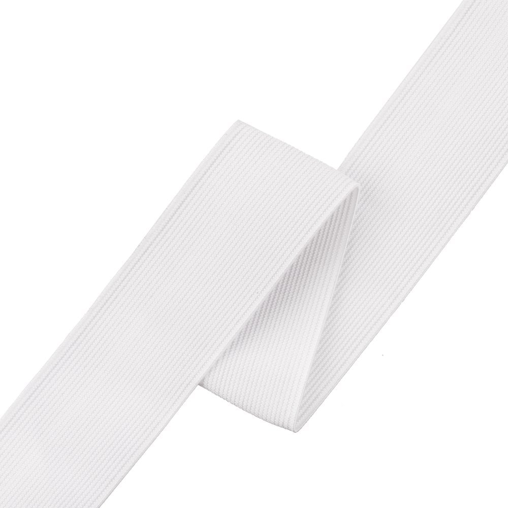 38mm (1.5 inch) Wide Flat Woven Elastic, white, additional photo