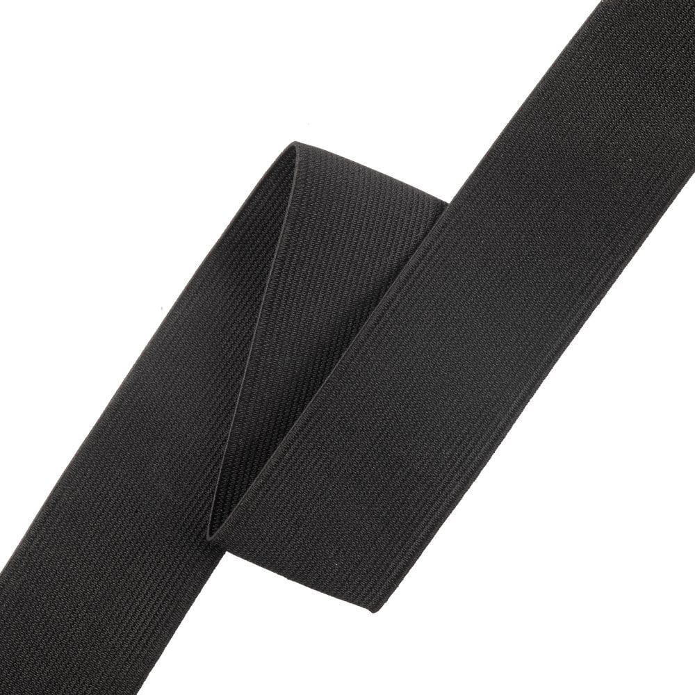 38mm (1.5 inch) Wide Flat Woven Elastic, black, additional photo