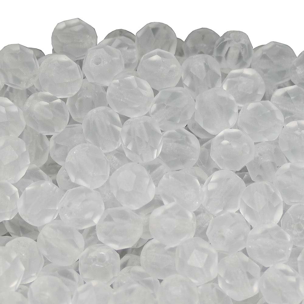 6mm Czech Faceted Round Glass Bead, matte crystal