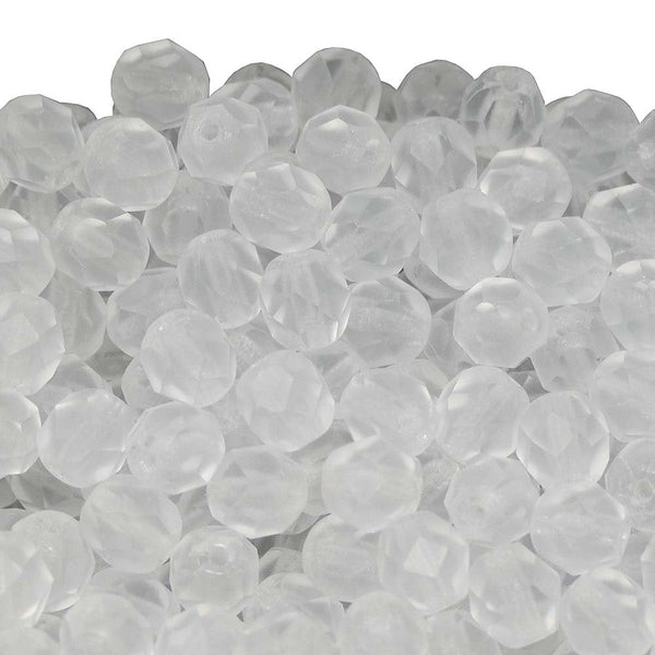 6mm Czech Faceted Round Glass Bead, matte crystal