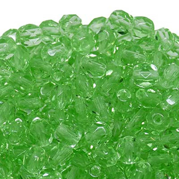 6mm Czech Faceted Round Glass Bead, peridot