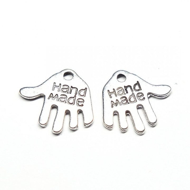 12mm 'Hand Made' Charm, antique-silver-plated