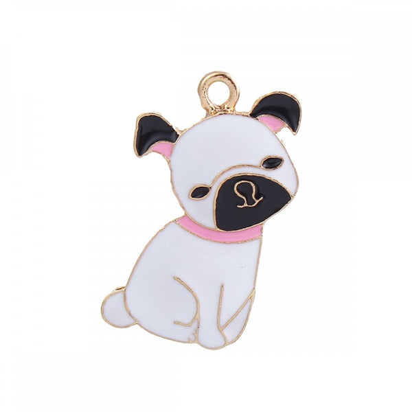 34mm Enamel Dog Pendant, gold-plated